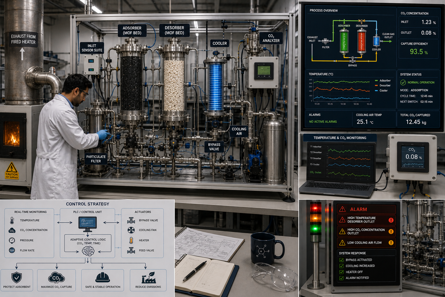 Safety-Driven CO2 Capture in Industrial Fired Heaters Through MOF-Based System