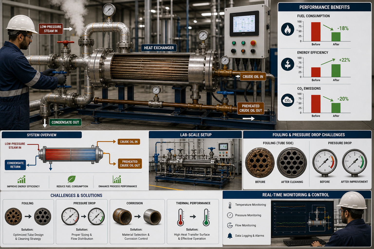 Heat Exchanger System for Crude Oil Preheating Using Steam Energy