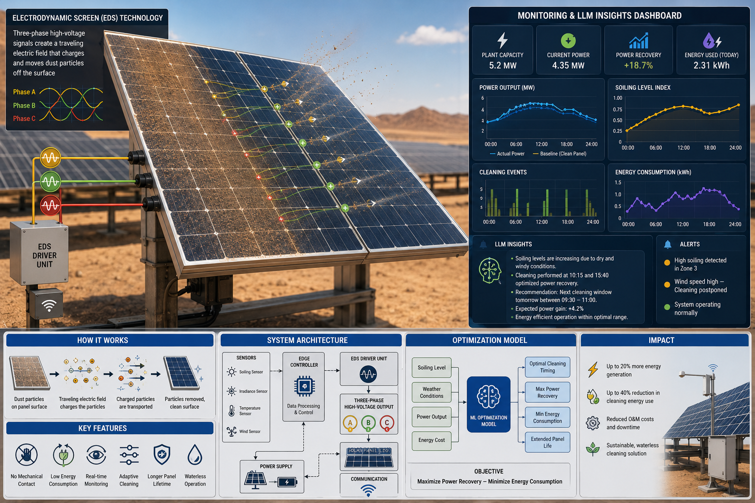 Electrodynamic Self-Cleaning System for Solar Panels