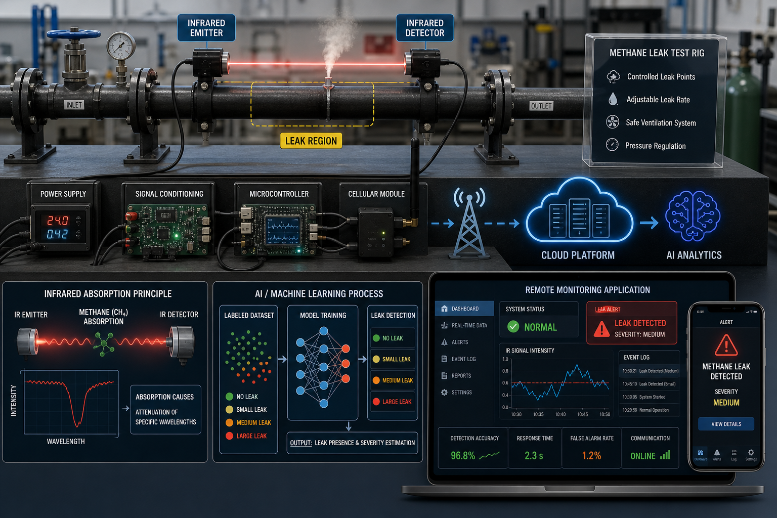 AI-Enabled Methane Leak Detection for Pipelines Using Infrared Spectroscopy