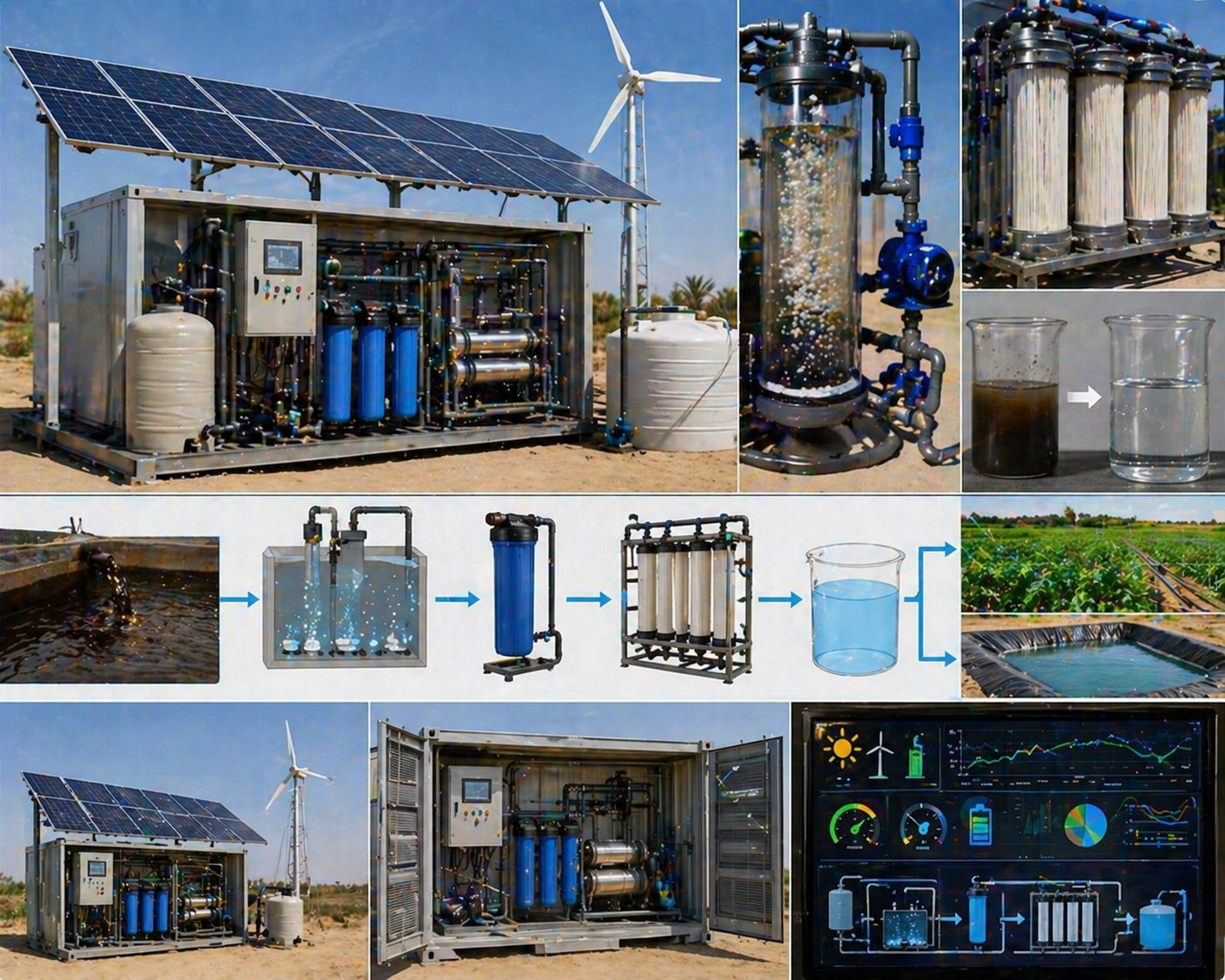 Automated Solar-Hydro-Powered Oil-Water Emulsion Treatment for Sustainable Irrigation: A Dual-Stage Membrane and Air Diffuser Approach
