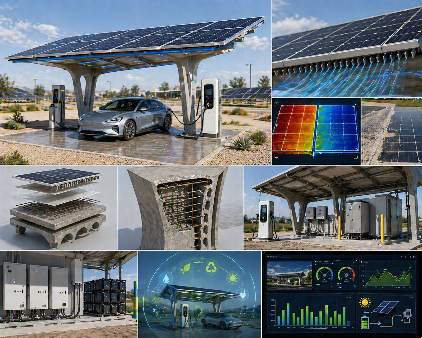 Self Cleaning Solar Panel for EV Charging Station Using Eco-Friendly Construction Materials