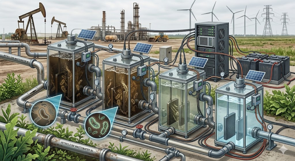 Smart Wastewater Reuse and Renewable Energy Generation via Microbial Fuel Cell for Petroleum Applications